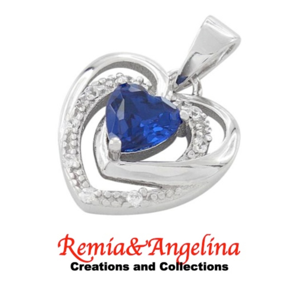 Sterling Silver Precious Heart Sapphire Pendant